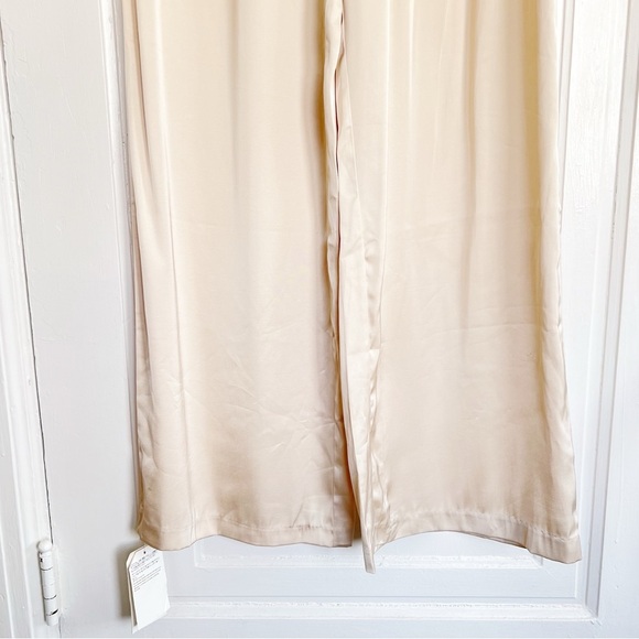 SOLD Abercrombie • Satin Tailored Wide Leg Pant trouser silky flat front Cream - Picture 10 of 15